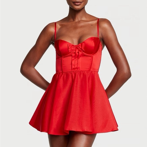 Victoria's Secret Dresses & Skirts - VICTORIA'S SECRET BOW-TOPPED BUSTIER SLIP DRESS -RED SIZE X-LARGE (NEW)